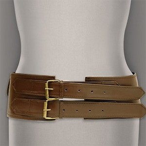 Belt - 12 PCS Double Pockets Soft Leather-Like Belt - 12 PCS Brown - BLT-BE133BR