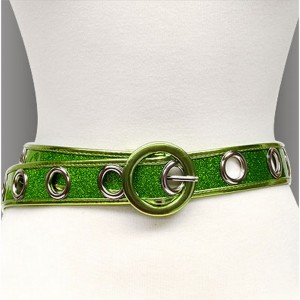 Belt - 12 PCS Glittery w/ Grommets - Green - Size : ML - Size : SM - BLT-BE228GN-ML