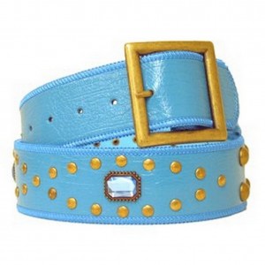 Belt - 12 PCS Jeweled Studded Belt - Blue - BLT-CB17925BL