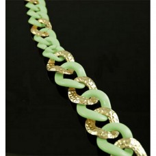 Belt - 12 PCS Chain Belt - Two Tone Links - Green - BLT-T1367GN