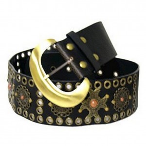 Belt - 12 PCS Jeweled & Metal Disc Belt - Black - BLT-TO40016BK