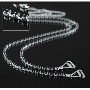 Bra Straps - 12 Pairs Single Line Crystal Chain Strap - Black - BS-HH19BK