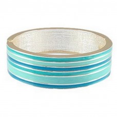 Bracelet – 12 PCS Hand Painted Cuff/ Stripe - Blue Color - BR-5077BL