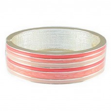 Bracelet – 12 PCS Hand Painted Cuff/ Stripe - Pink Color - BR-5077PK