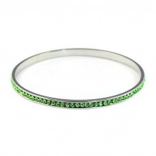 Bracelet – 12 PCS Bangle Bracelets - 67mm One Line Rhinestones - Peridot - BR-80685-PE