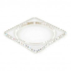 Bracelet – 12 PCS Bangle Bracelets - Square Shape w/ Rhinestones - Clear - BR-ACB2689A