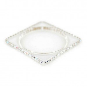 Bracelet – 12 PCS Bangle Bracelets - Square Shape w/ Rhinestones - Clear - BR-ACB2689A