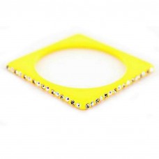 Bracelet – 12 PCS Bangle Bracelets - Square Shape w/ Rhinestones - Yellow - BR-ACB2689G2