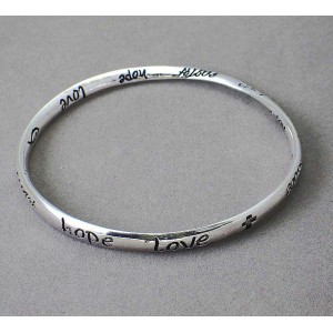 Bracelet – 12 PCS Religious Theme Bangle - Single Twist - " Faith, Love, Hope " - BR-B8364LATS