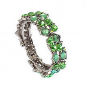 Bracelet – 12 PCS Swarovski Crystal Hinge Bangle - Rhodium Plating - Peridot - BR-B9001PER