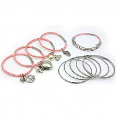 Bracelet – 12 Charm Bracelets + Metal Bangles Sets - BR-HB032B-LRO