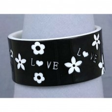 Bracelet – 12 PCS Overlayer Love Bangle - Acrylic - Black Color - BR-OB00153BLK 