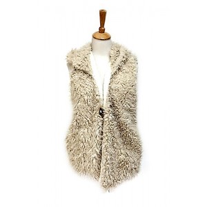 Cardigans & Vests - 12 PCS Faux Sheep Fur Vest w/ Hood - VT-9461-1 