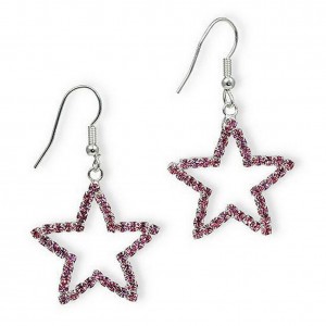 12-pair Dangling Rhinestones Star Earrings - L. Rose - ER-20677LRO