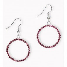 12-pair Dangling Rhinestones Circle Earrings - L. Rose - ER-20679LRO
