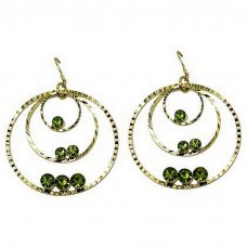 12-pair Triple Hoops Crystal Dangle Earrings/ Gold 12-pair Tone - Lime - ER-ACQE4069F