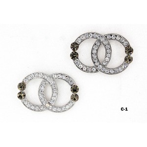 12-pair Rhinestone Double Hoop Earrings - ER-C1