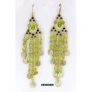 12-pair Chandelier Rhinestone Earring - Green - ER-CE363GN