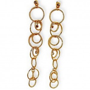 12-pair Gold Ring Link Earrings- Topaz - ER-CQE956G