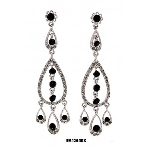 12-pair Chandelier Crystal Earrings - Black - ER-EA1264BK