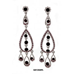 12-pair Chandelier Crystal Earrings - Purple - ER-EA1264PL