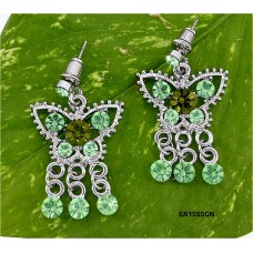 12-pair Crystal Big Butterfly w/ Danglings - Green - ER-EA1565GN