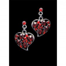 12-pair Crystal Heart Earrings - Red - ER-EA505RD