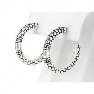 12-Pair Western Style Texture Hoop Earrings - ER-OE0374AS