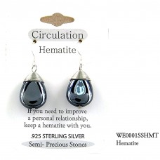 12-pair Semi Precious Stone Earrings - Hematite- " CIRCULATION "  " - ER-WE0001SS-HMT