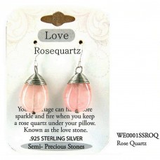 12-pair Semi Precious Stone Earrings - Rose Quartz - " LOVE " - ER-WE0001SS-ROQ