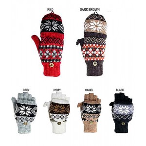 Gloves- 12-pair Knit Convertible Fingerless Gloves - GL-08KG030