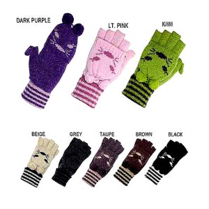 Gloves- 12-pair Knit Convertible Fingerless Gloves - GL-11KG015