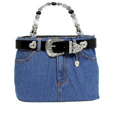 Denim Jean Purse w/ Belt Buckle - BG-BJ119MBK