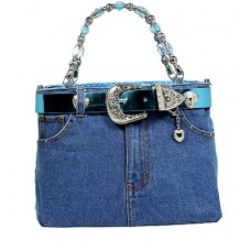 Denim Jean Purse w/ Belt Buckle - BG-BJ119MTQ