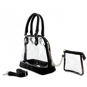 Clear PVC Tote -  Small Bowling Bag w/ Detachable Strap - Black - BG-TM6-5388BK