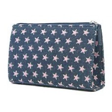 Denim Pink Star Cosmetic Bag - 12 PCS - BG-PI023CPK