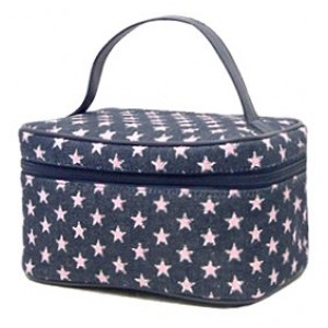 Denim Pink Star Cosmetic Bag - 12 PCS - BG-PI025CPK