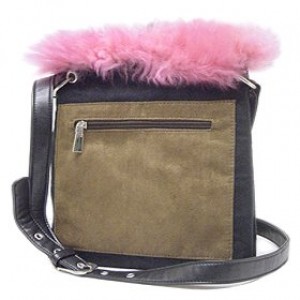 Pocket Messenger w/ Genuine Lamb Fur Trim - BG-UG003BK-PK 