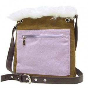 Pocket Messenger w/ Genuine Lamb Fur Trim - BG-UG003BN-WT