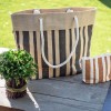 Jute Tote – 12 PCS Stripes w/ Cotton Cable Loop Handles - BG-JTT105