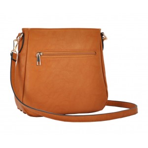 Messenger Bag w/ Genuine Leather Fringes - Tan - BG-A43819TN