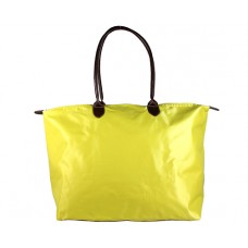 Nylon Large Shopping Tote w/ Leather Like Handles - Lime -BG-HD1293LM