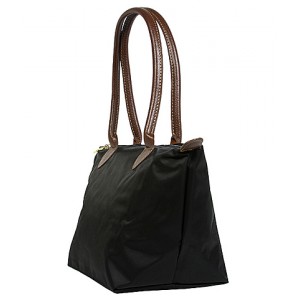 Nylon Small Shopping Tote w/ Leather Like Handles - Grey -BG-HD1361GY