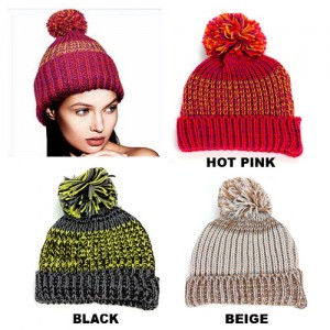 Beanie Caps – 12 PCS Knitted with Pom Pom - HT-123