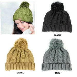 Beanie Caps – 12 PCS Knitted with Pom Pom - HT-30B