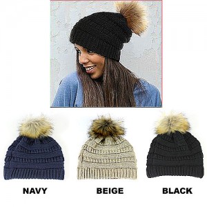 Beanie Caps – 12 PCS Knitted with Pom Pom - HT-43