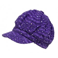 Newsboy Hats – 12 PCS W/ Beads - Purple - HT-5765PL