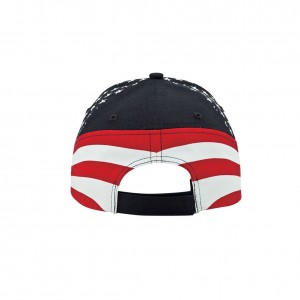 Baseball Caps - 12 PCS 6 Panel Cotton Twill Washed USA Flag Cap - HT-7650B