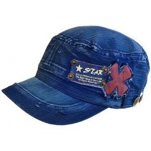 Cap – 12 PCS Patched Cross (Washed Cotton) - Denim -HT-BS01DN