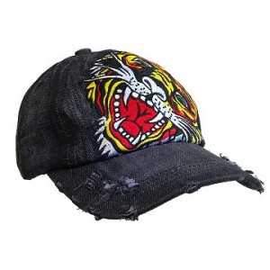 Embroidery Tattoo Cap – 12 PCS Tiger (Washed Cotton) - Black - HT-BST100BK